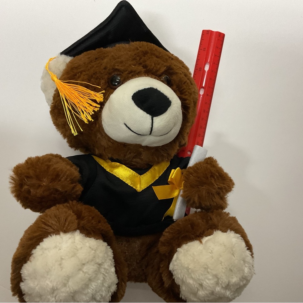 Graduation Teddy Bear with Cap and Gown - Brown and Black new